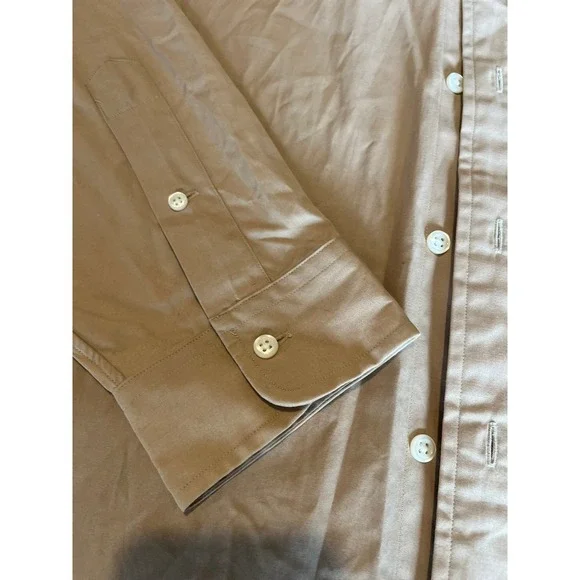 Mens Ralph Lauren Long Sleeve Tan Button Down Shirt Casual Business - Picture 4 of 7